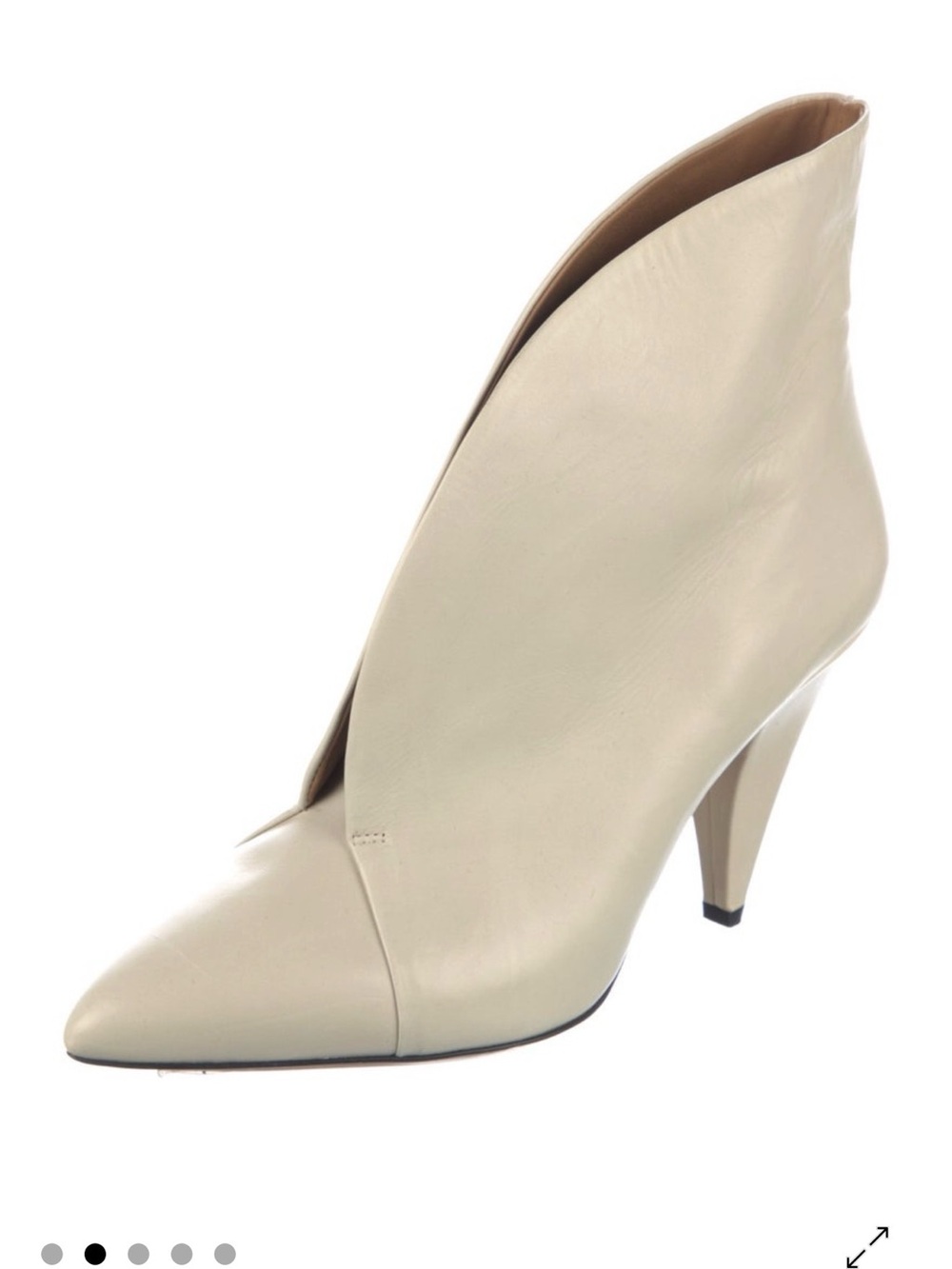 Isabel Marant Cream Leather Pointed V-Front Ankle Boot